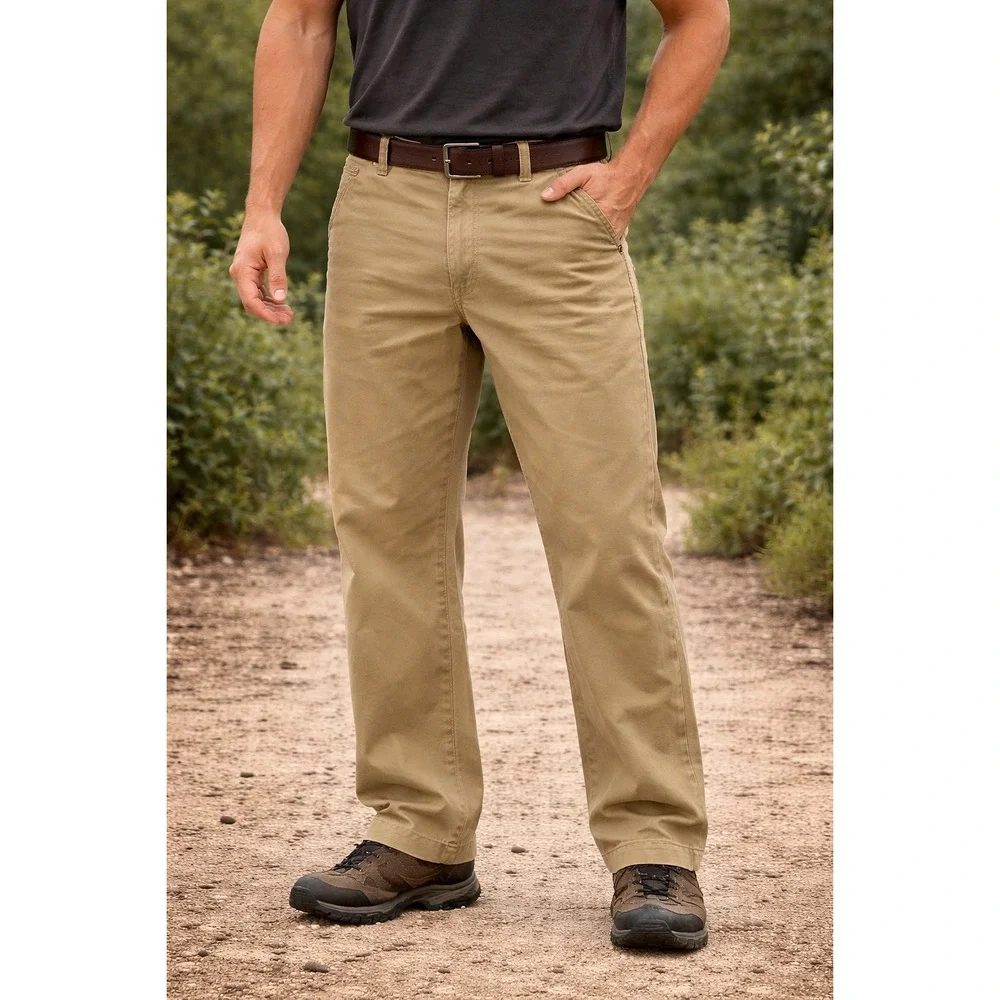 Dickies Khaki Work‎ Pants Mens 42x30 Straight Leg Cotton Stretch Carpenter